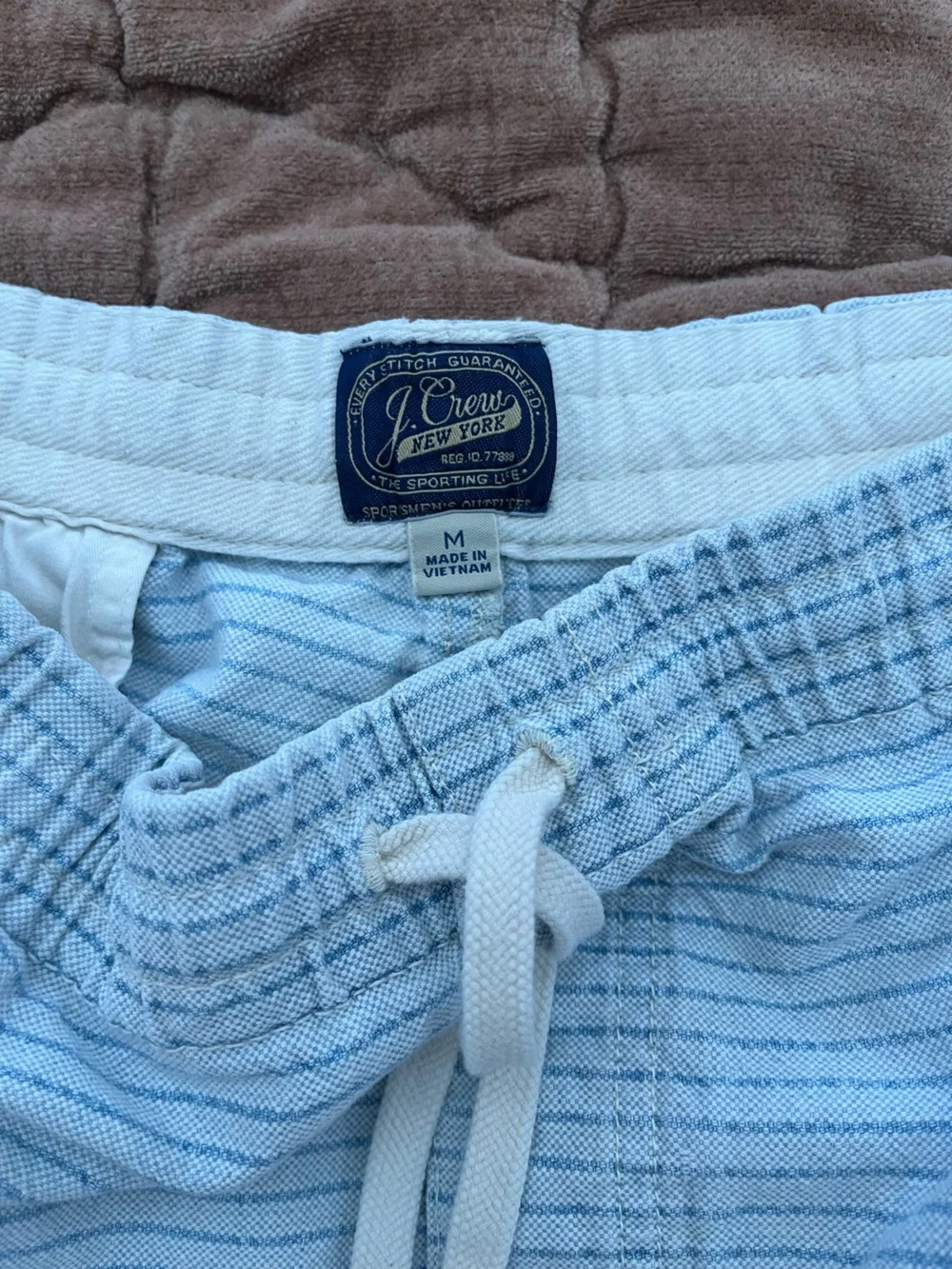 J. Crew Light Blue and White Striped Jean Shorts